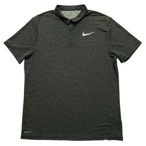 Nike Golf Polo Shirt Mens L Aeroreact Short Sleeve Snap Button Green Striped